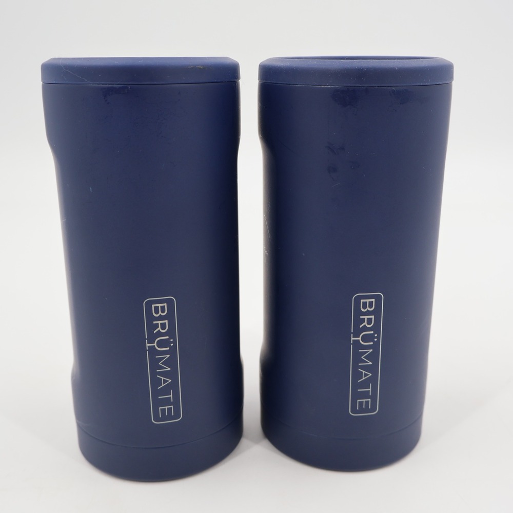 BruMate Hopsulator Slim Can Cooler Set 2 Navy Blue 12oz PRESS Seltzer Insulated
